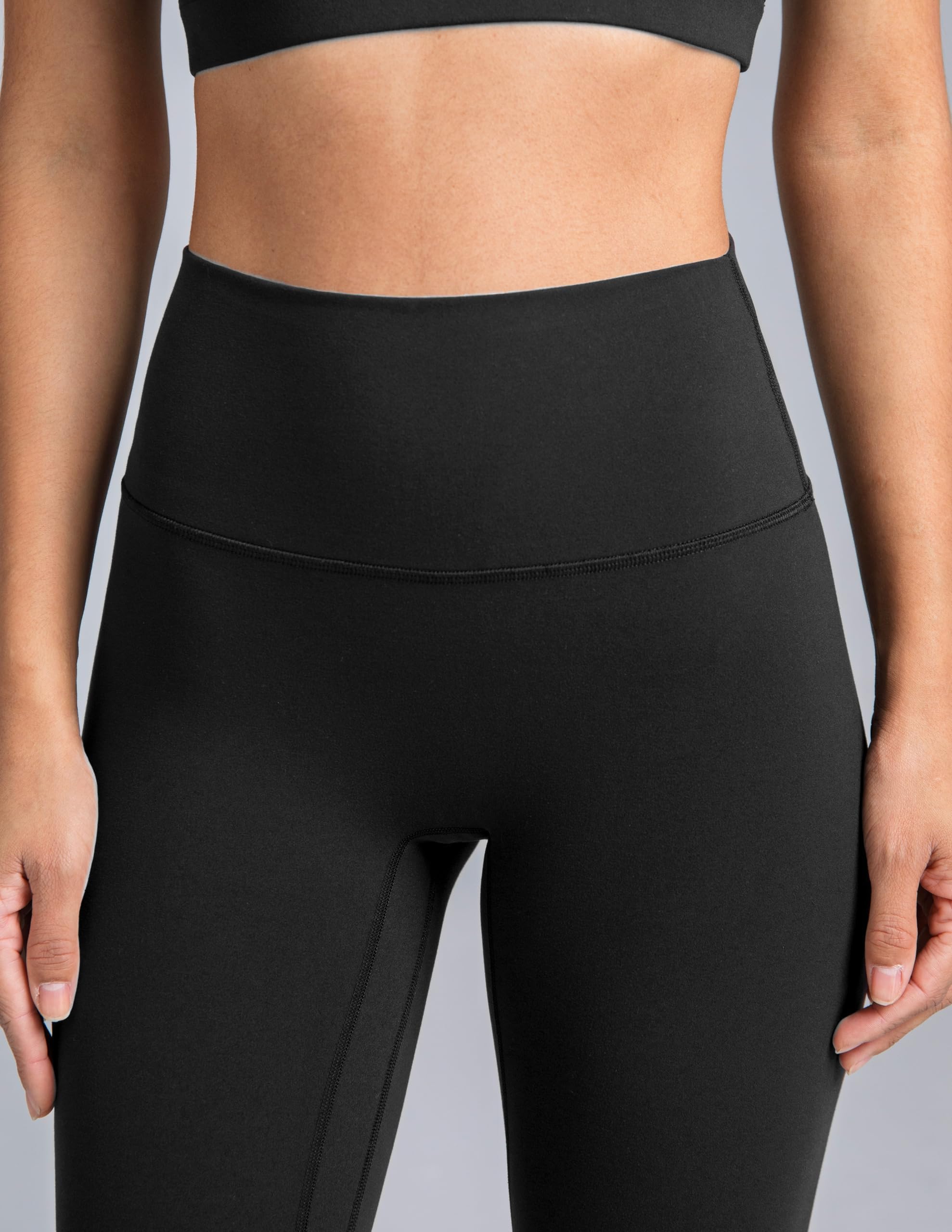 Colorfulkoala Dreamlux No Front Seam Leggings for Women 25" Inseam, High Waisted Buttery Soft 7/8 Yoga Pants (S, Black)