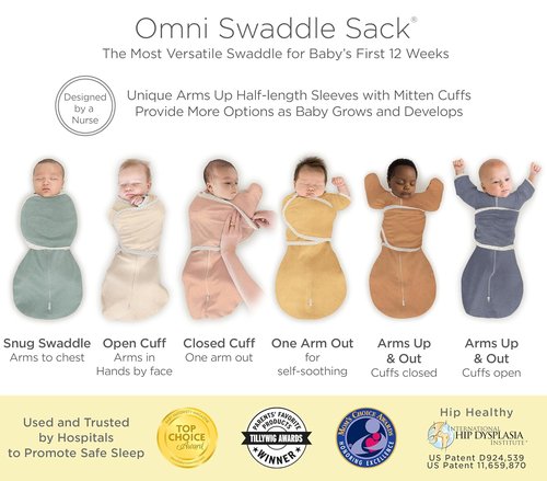 SwaddleDesigns 6-Way Omni Swaddle Sack - Arms Up Design for Newborns | Calms Startle Reflex, Improves Sleep, Small (0-3 Mo, 6-12 lbs), Heathered Butterum
