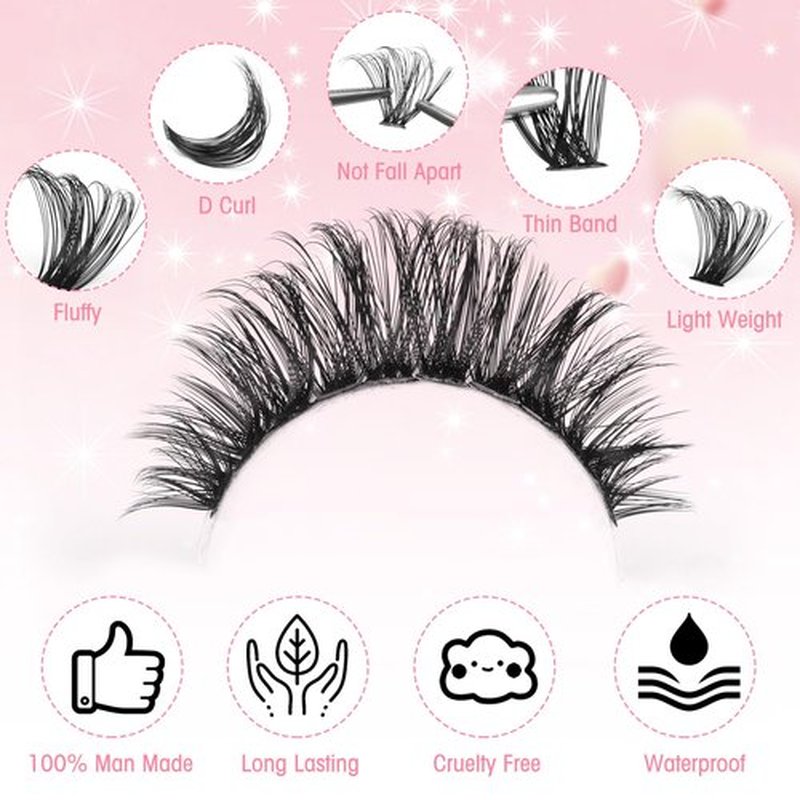 Boahankuke 640PCS Lash Clusters Kit DIY Lash Extension Kit D Curl Volume Eyelash Extensions Individual Lashes Kit with Lash Bond and Seal, Tweezers (60D 8-16mm, 80D 10-18mm) by Boahankuke