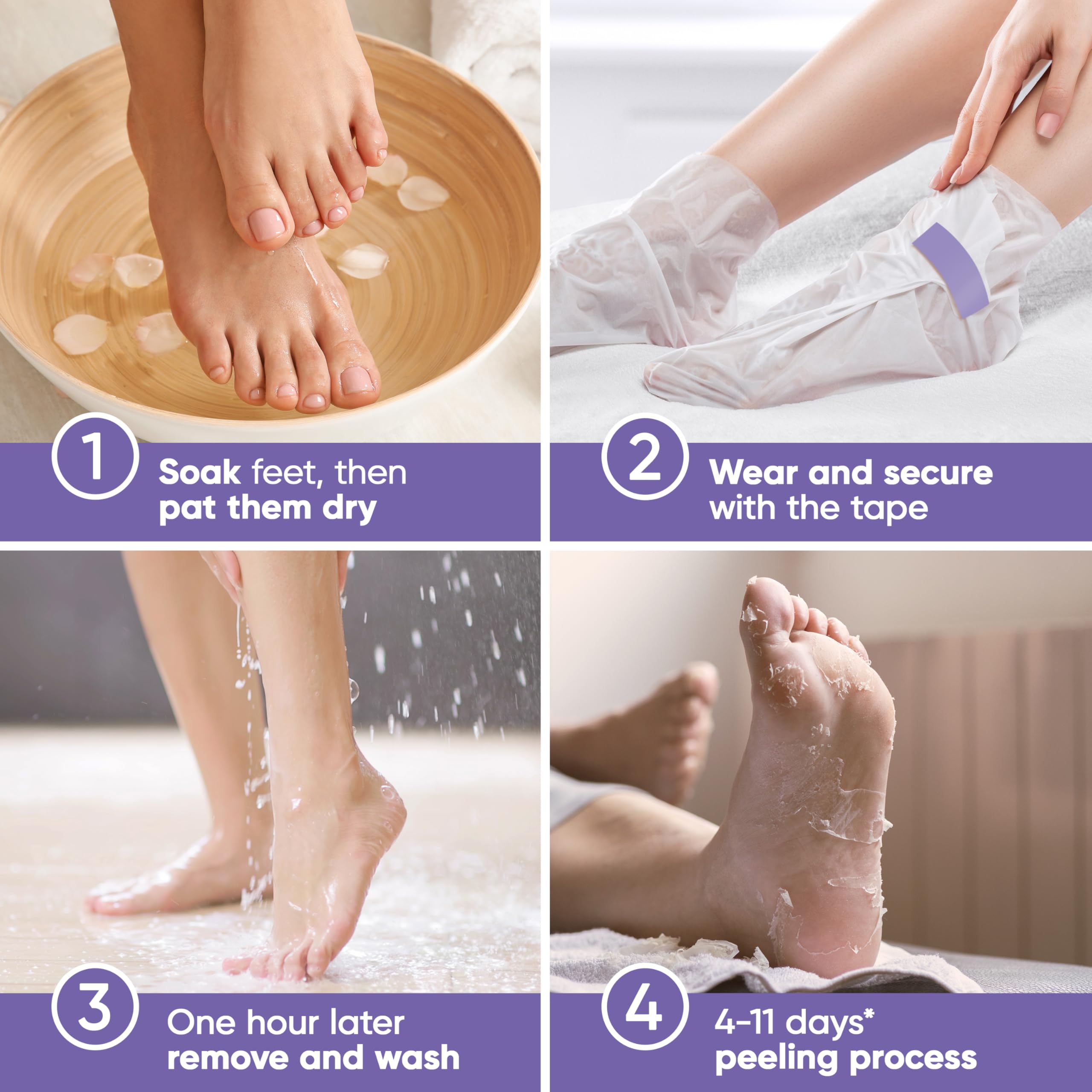 CÉLOR Foot Peeling Mask for Dry Cracked Feet | Foot Mask to Exfoliate Rough, Cracked, Dry Feet, Calluses for Soft Baby Feet Results | Made with Aloe Vera Extract for Women & Men (2 Pairs) | Lavender