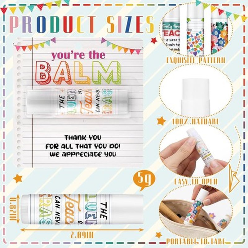 Loopeer Lip Balm Gift Set - 24 Pcs Teacher Appreciation Week Essentials | "You Are the Balm" Theme