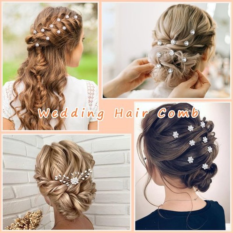 Gingbiss Wedding Hair Accessories Set for Bridal, Silver Pearl Rhinestone Hair Pins Wedding Hair Comb for Brides Bridesmaids Women Girls