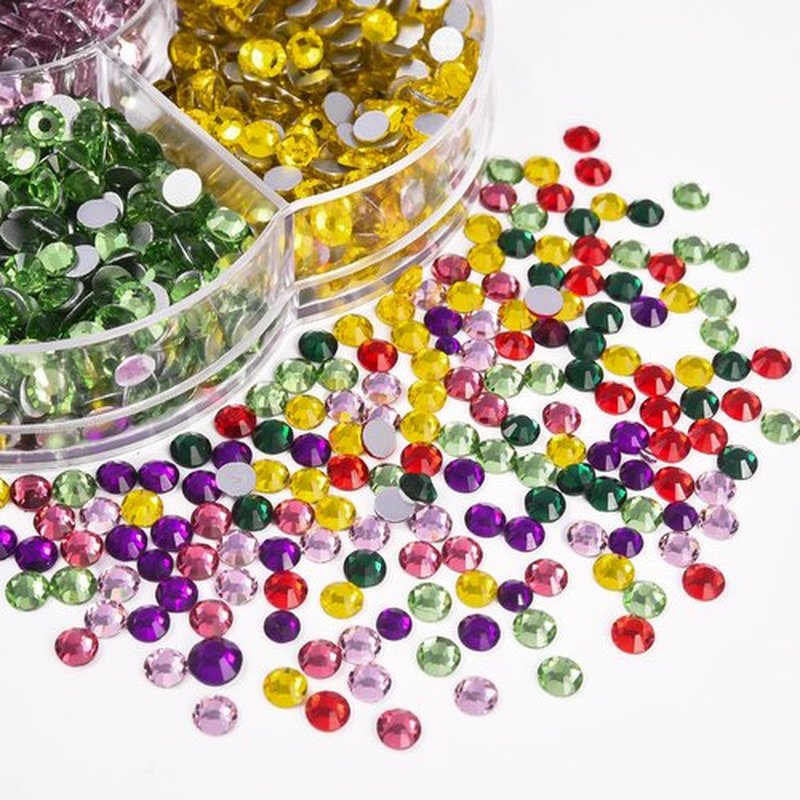 Blinginbox 2 Boxes of Flatback Rhinestones Nail Gems, Round Glass Gems for DIY Clothes Shoes, Non Hotfix Rhinestones, 8870pcs Mixed Sizes from 1.4mm to 6.6mm (Lemon Yellow)…