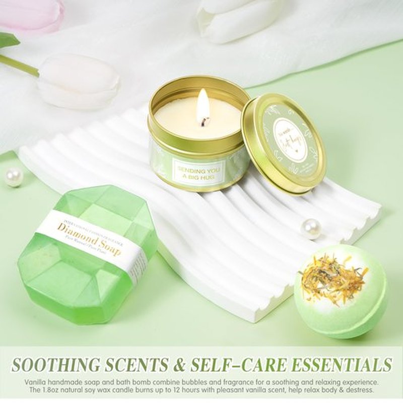 Clexela Gift Baskets for Women, Vanilla Relaxing Spa Gift Baskets, Self Care Kit Get Well Soon Gift Baskets, Care Package for Her Women Mom Friend Sister