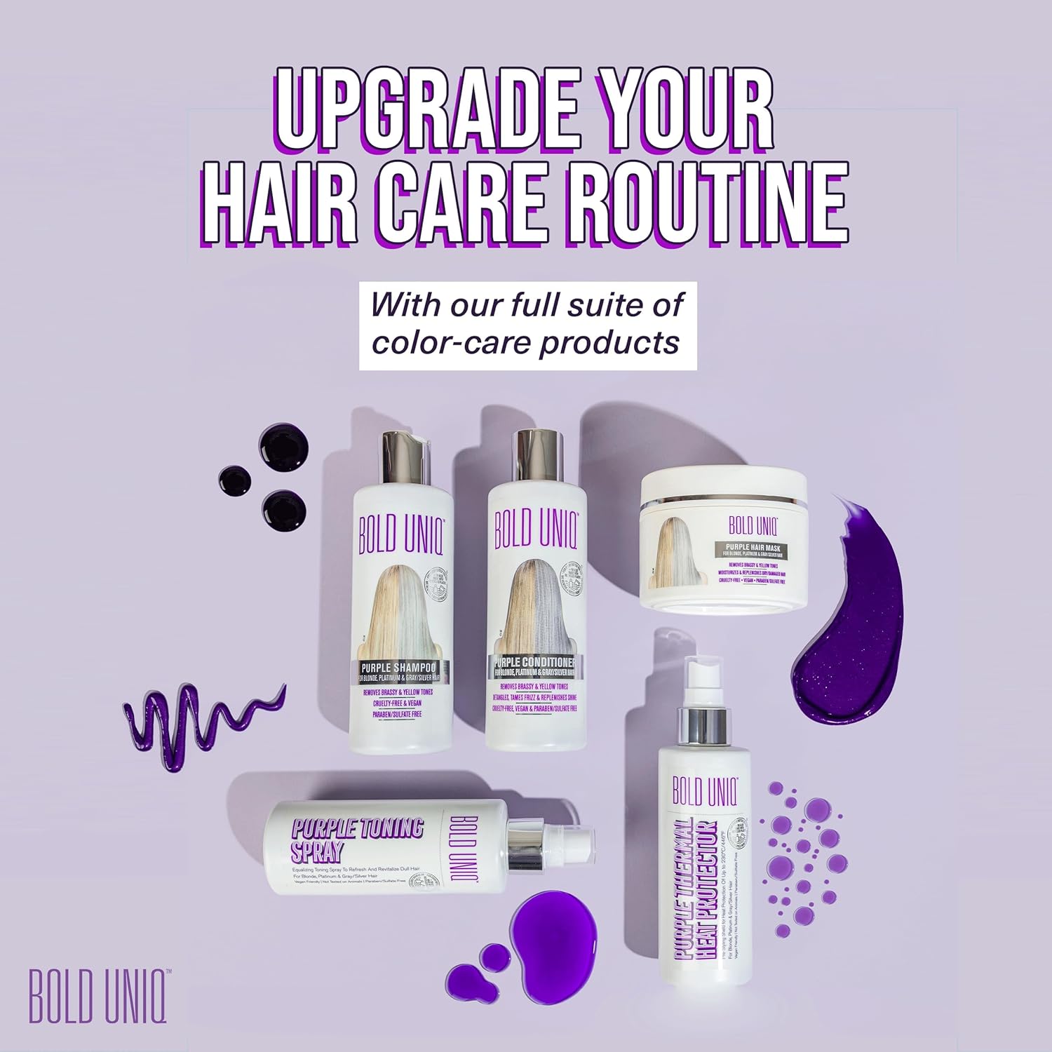 Bold Uniq Purple Hair Mask - Toner for Blonde & Gray Hair - Eliminate Yellow Tones & Nourish - 6.76oz