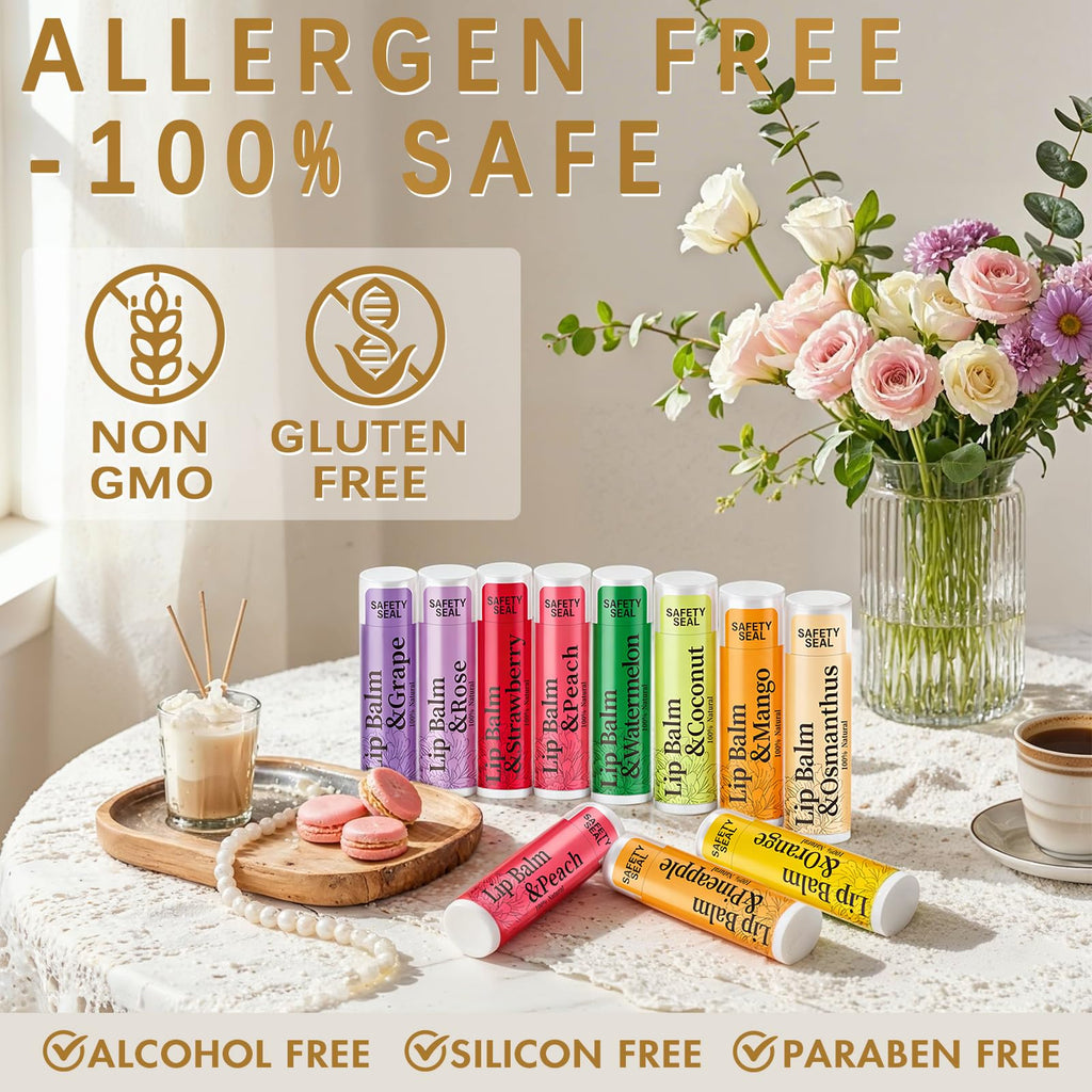 RBUGR 320 Pcs Lip Balm Bulk- Natural Moisturising Organic Set for Cracked Lips, 12-Flavored Professional Pack Bulk Gifts Valentine Party Favors (4.2g/0.15oz)