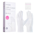 COOLJOB 100% Cotton Gloves, 6 Pairs White Cotton Gloves for Dry Hands Moisturizing & Eczema, Overnight Lotion, Sleep & Spa Treatment for Women & Men, Breathable Work Glove Liners, Large Size