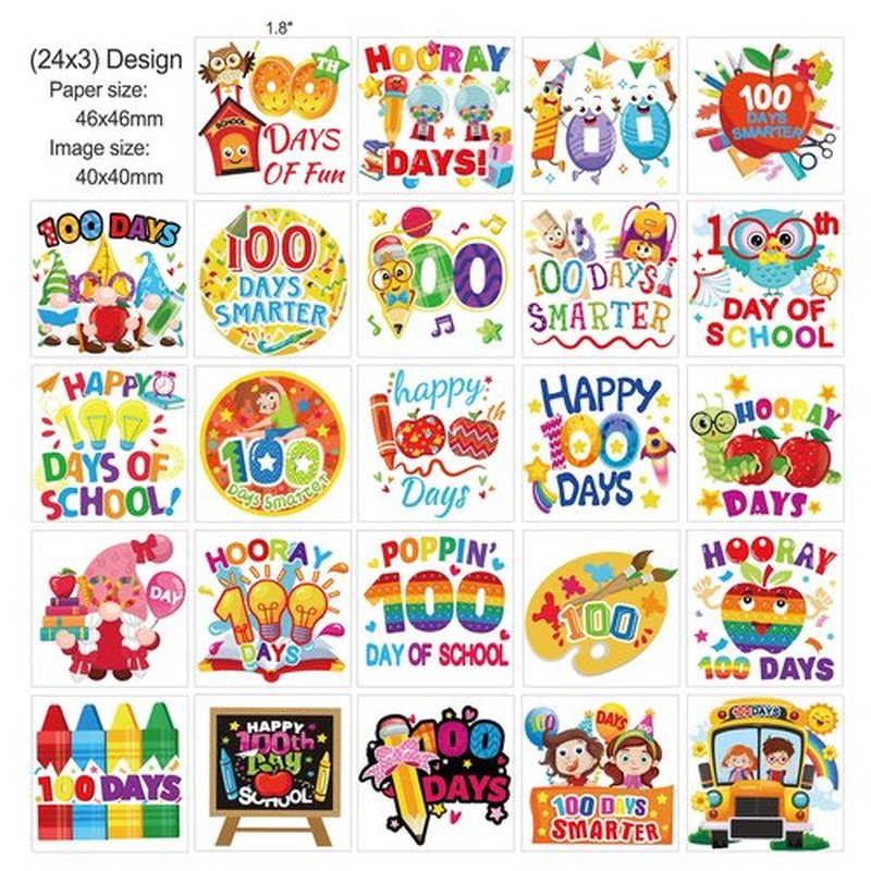 100th Day Of School Temporary Tattoos, 72 pcs Happy 100 Days of School Face Tattoos for Kids 100 Days Smarter Party Supplies, Hooray 100 Days Tattoo Stickers for 100Days Party Decoration, 100 Day of School Gift Bags Fillers