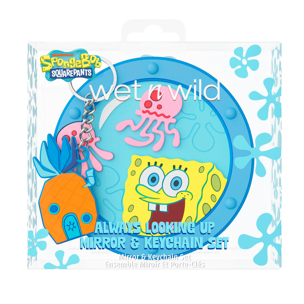 wet n wild Spongebob Collection Mirror & Keychain Set, Fun & Functional Unbreakable Acrylic Design - Always Looking Up