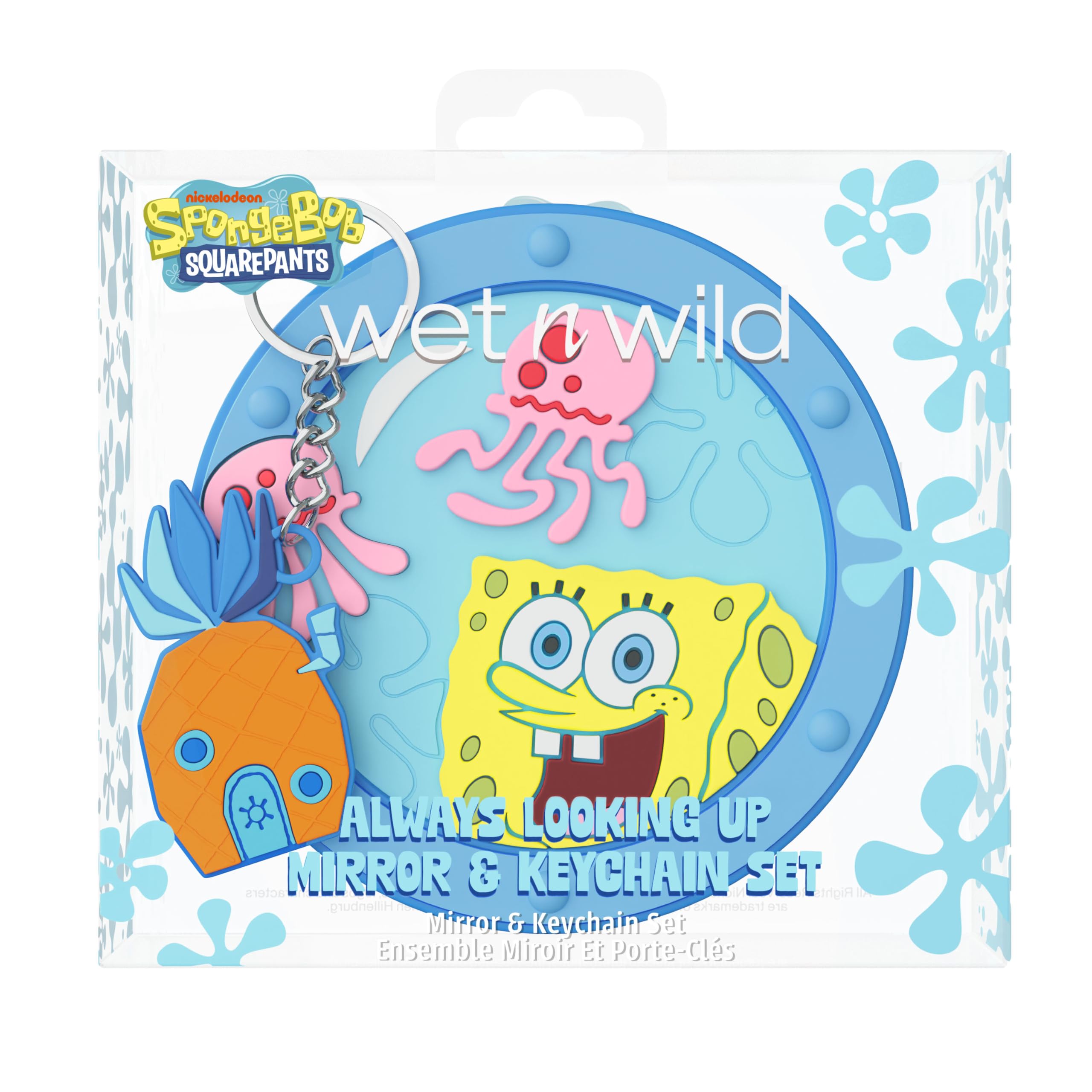 wet n wild Spongebob Collection Mirror & Keychain Set, Fun & Functional Unbreakable Acrylic Design - Always Looking Up