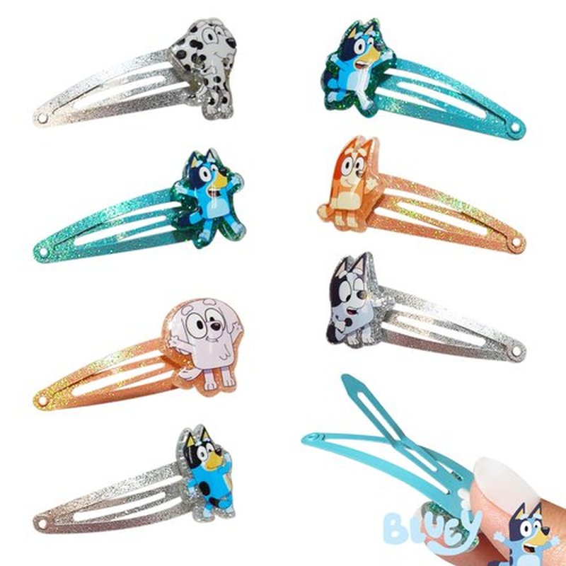 LUV HER Bluey Hair Clips for Girls Snap Clips 8 Pack Multi Color Ages 3+