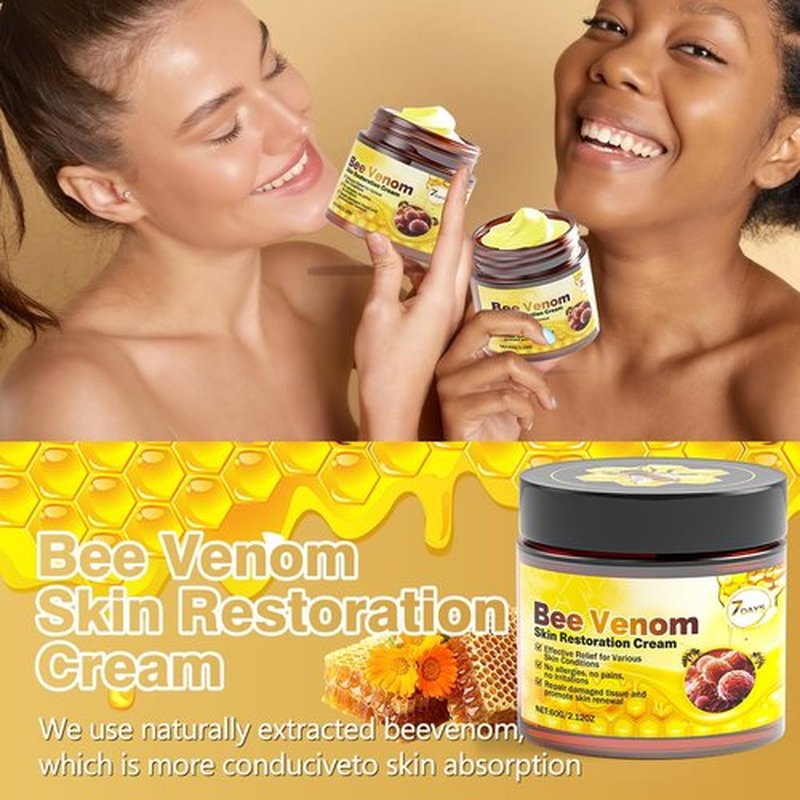 Bee Venom Skin Treatment Cream - Anti Aging Moisturizer with Collagen Boost & Skin Brightening, Bee Venom Sensitive Skin Tightening Care Day & Night Use 2.12 OZ