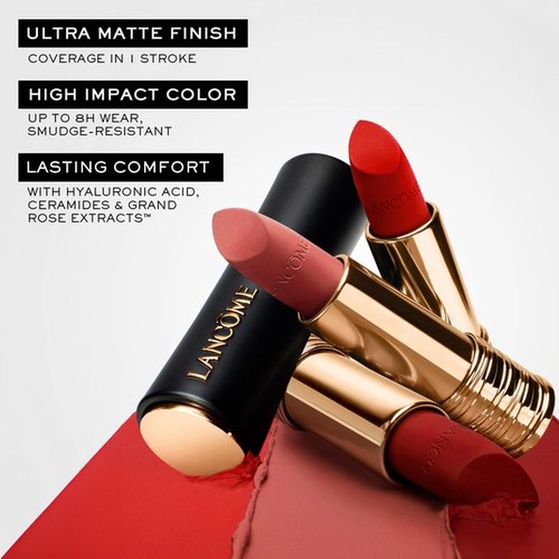 Lancôme L’Absolu Rouge Drama Matte Lipstick, Ultra Matte Finish, 8HR Full Coverage Color with Ceramides, Hyaluronic Acid, Rose Extracts for Moisture & Comfort, Smudge-Resistant - 430