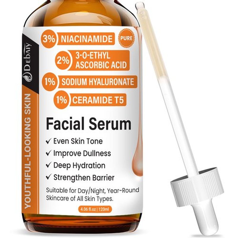 DEBAIY Vitamin C Facial Serum with Niacinamide Ceramide T5 Multi-Effect Anti-Aging Anti-Wrinkle (4.06fl.oz/120ml)