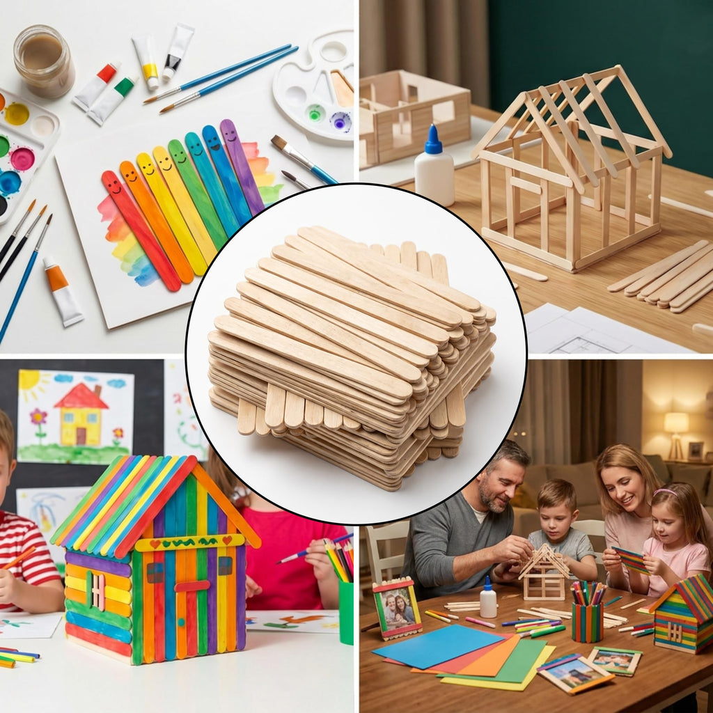 1200 Pcs Natural Wooden Craft Sticks, 4.5 Inch Craft Sticks for DIY