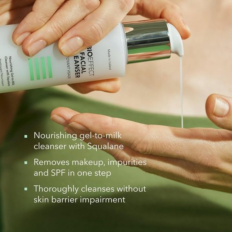 BIOEFFECT Facial Cleanser - Hydrating Gel-to-Milk Face Wash with Squalane | Fragrance-Free, 120ml