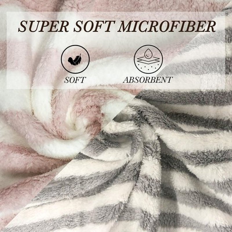 Stripe Microfiber Hair Towel Wrap for Women - 2Pack Super Absorbent Hair Drying Towels for Curly Hair,Anti Frizz Extra Large Hair Towel Wrap