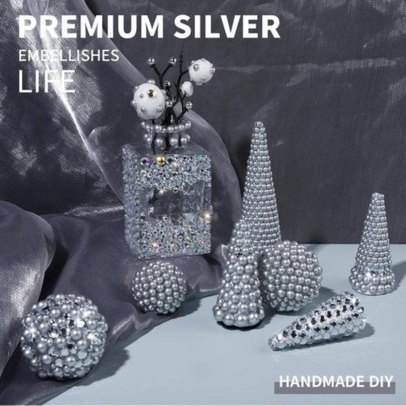 Teenitor 2582Pcs Silver Hair Jewels and Hair Gems Silver Face Gems Face Jewels Self Adhesive Hair Gems for Face, Hair, Makeup, Body 3/4/5/6/8MM