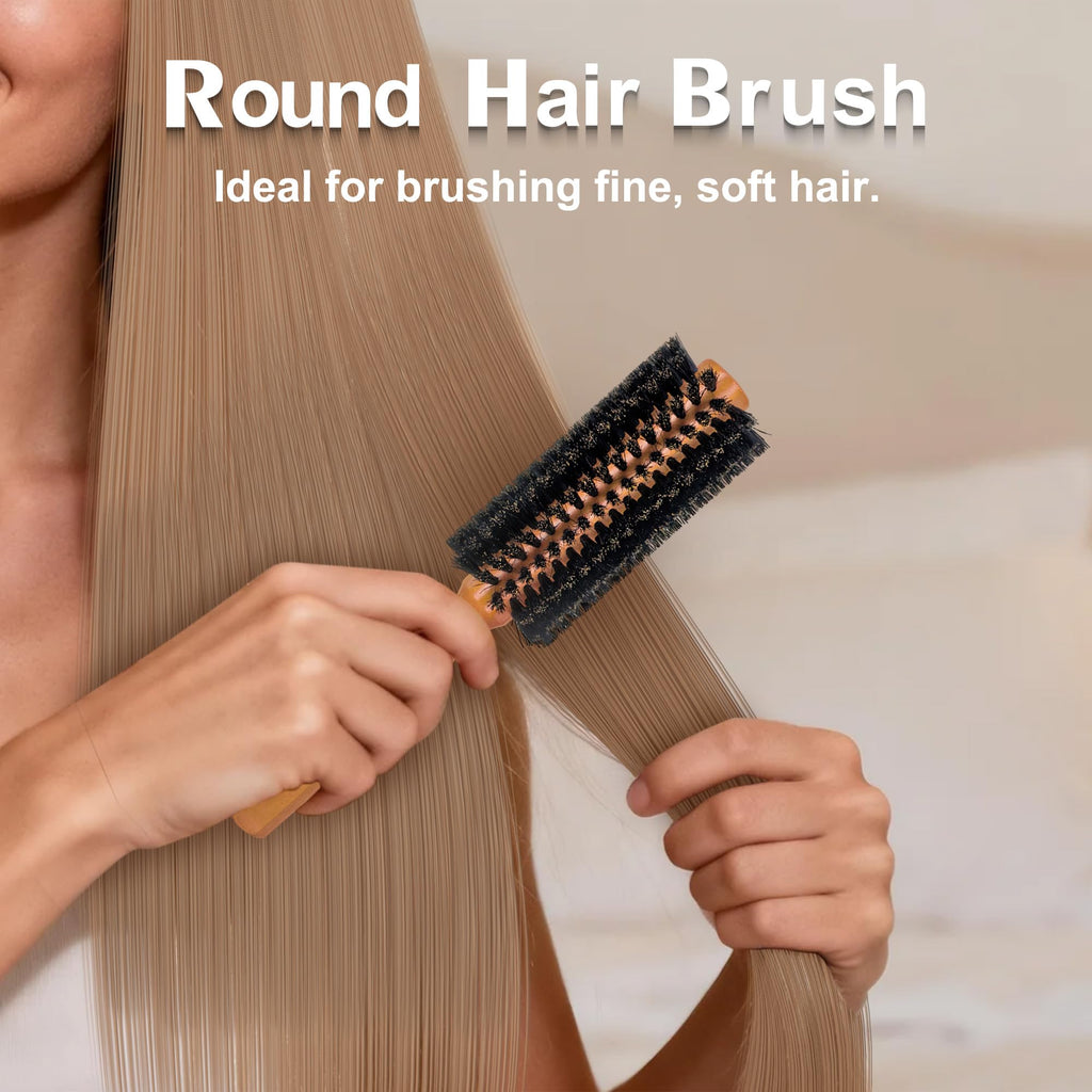 SUNBIRD Boar Bristle Round Hair Brush, 2.0 Inch