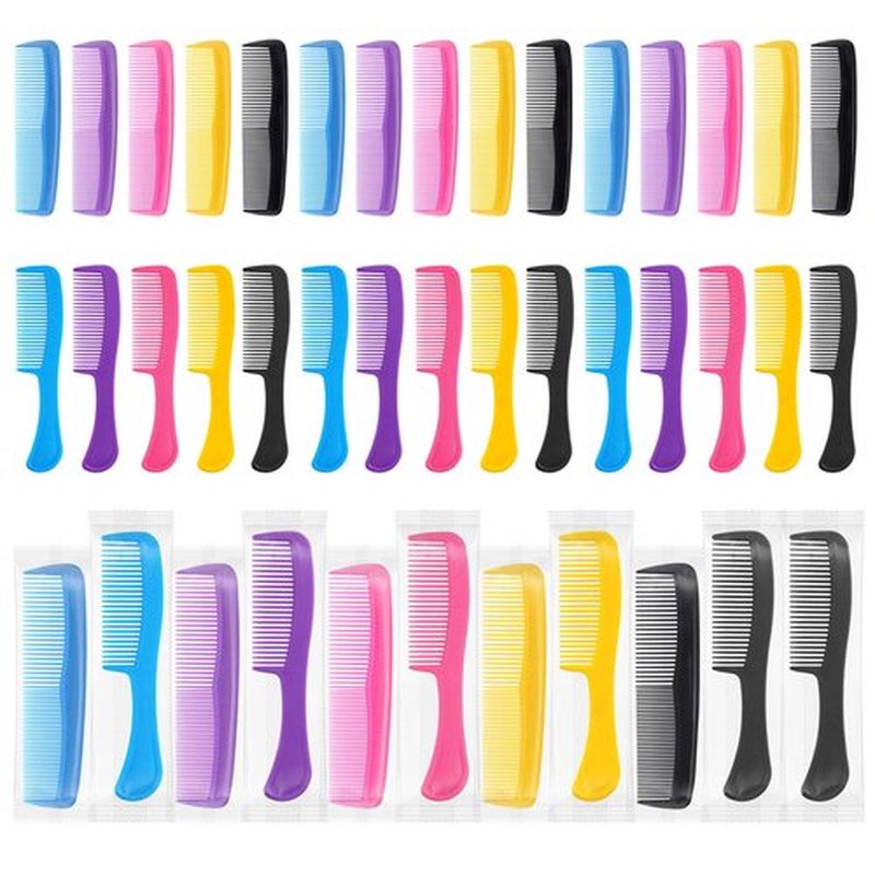 Gisdo 100 Pcs Hair Comb Set in Bulk Individually Wrapped, Pocket Comb & Wide tooth Hairbrush Set for Women Kids Hotel,Airbnb,Shelter/Homeless/Nursing Home/Charity(Bright Color)