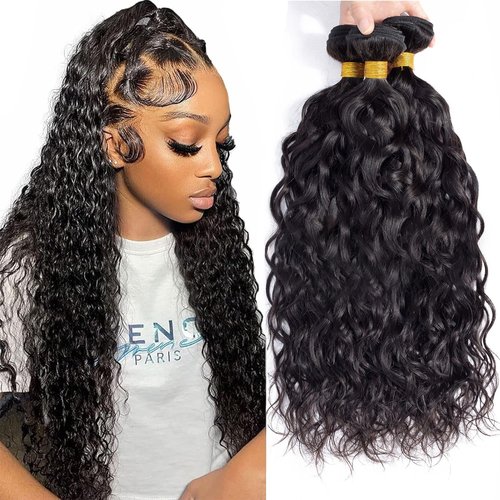 12A Water Wave 3 Bundles Human Hair 16" 16" 16" 300g 100% Unprocessed Brazilian Virgin Hair Wet and Wavy Human Hair Weave Bundles Natural Color