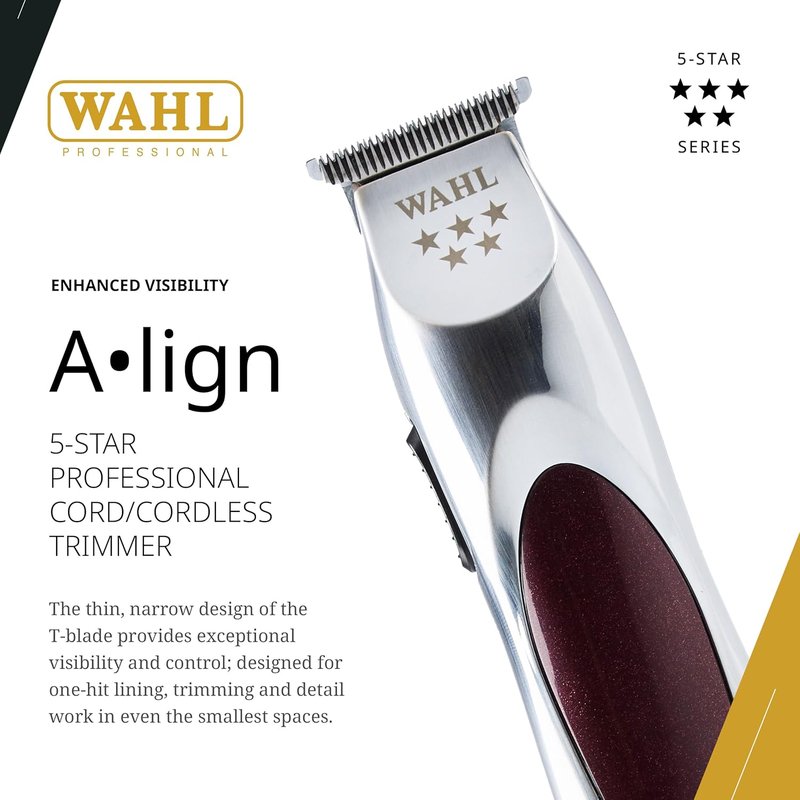 Wahl Professional 5 Star Align Trimmer - Cordless T-Blade with High-Speed Motor | 180-Minute Run Time