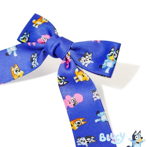 Bluey Printed Long Tail Hair Bow Set for Girls – 7-Pack Printed Bows with Alligator Clips – Cute Hair Accessories for Kids Ages 3+