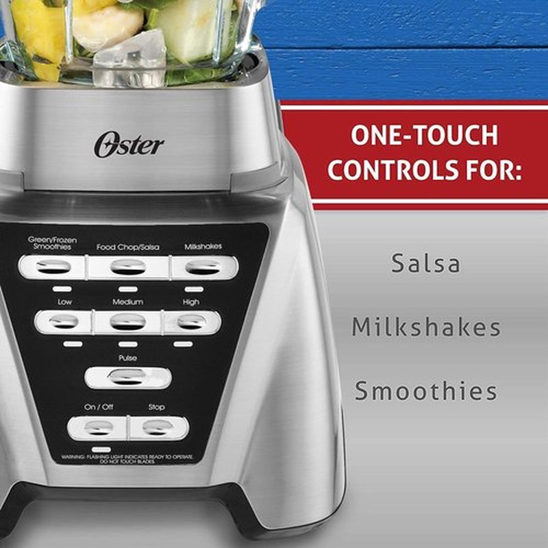 Oster Pro 1200 Blender - Powerful 1200W Smoothie Maker with Glass Jar & 24oz To-Go Cup | Brushed Nickel