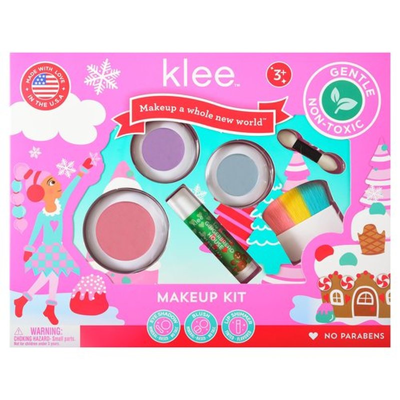 Klee Naturals Holiday Makeup Kit. Gentle and Non-Toxic. Perfect for Kids and Tweens. Made in USA. (Snazzy Santa)