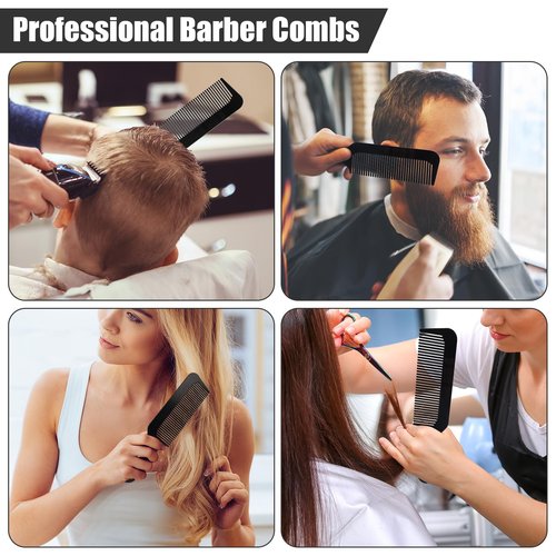 NICEMOVIC Barber Hair Cutting Blend Fade Combs 10 Pack for Hair Stylist, Barber Accessories Supplies, Fading Clipper Flat Top Blending Comb for Fades & Men Haircut Individually Wrapped (Black)