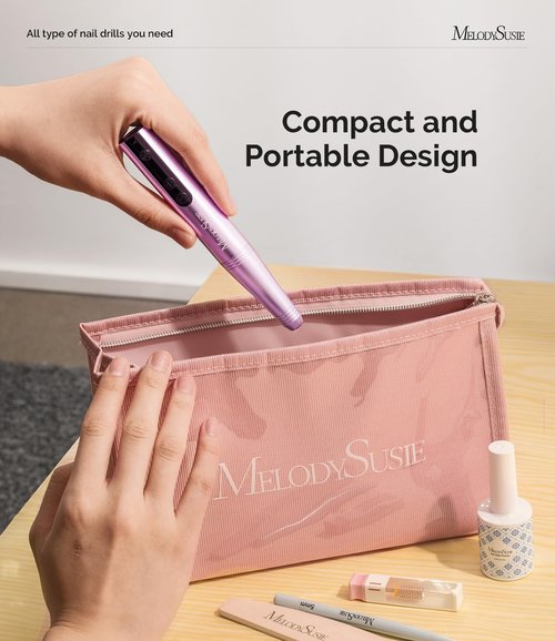 MelodySusie Pen-Shaped Portable Cordless Nail Drill, PC180F 25000RPM Rechargeable Electric File with LED Display for All Nail Care, Manicure Shaping & Acrylic Gel Removal for Nail Artists DIY at Home