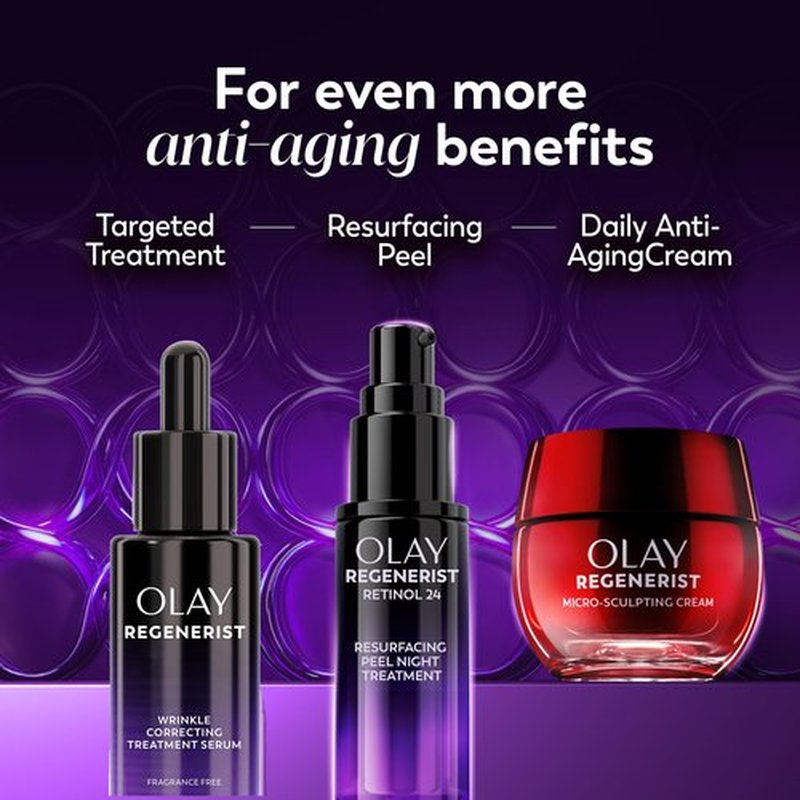 Olay Regenerist Resurfacing Retinol Serum, Renew, Anti-Wrinkle Serum for Women, Anti-Aging Skin Care, Advanced Night Repair, Fragrance-Free, Hexa-Repair Peptide & Pro-Retinol, 1.0oz