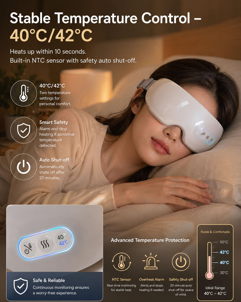 Steam Eye Mask for Dry Eyes, 40-42°C Warm Mist Eye Steamer for Puffy Eyes & Strain Relief, Rechargeable Cordless Steam Mask with Auto Shut-Off, Soft Silicone Design for Screen Work & Travel (1Pcs)