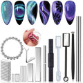 MOLILON 46Pcs Cat Eye Nail Magnet Tool Set, Cat Eye Heart Magnets for Nails, Double-Head Nails Magnet Stick, Round Magnetic Beads, Heart Cat Eye Gel Polish Magnets Tools for Women DIY Manicure
