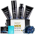 Gift for Men, 7-Piece Bath and Body Spa Gift Set, Men's Skin Care Includes 3-in-1 Face Wash, Handmade Soap, Body Mist, Lotion, Shower Sponge & Travel Bag-Gifts for Dad, Husband, Boyfriend and Friends