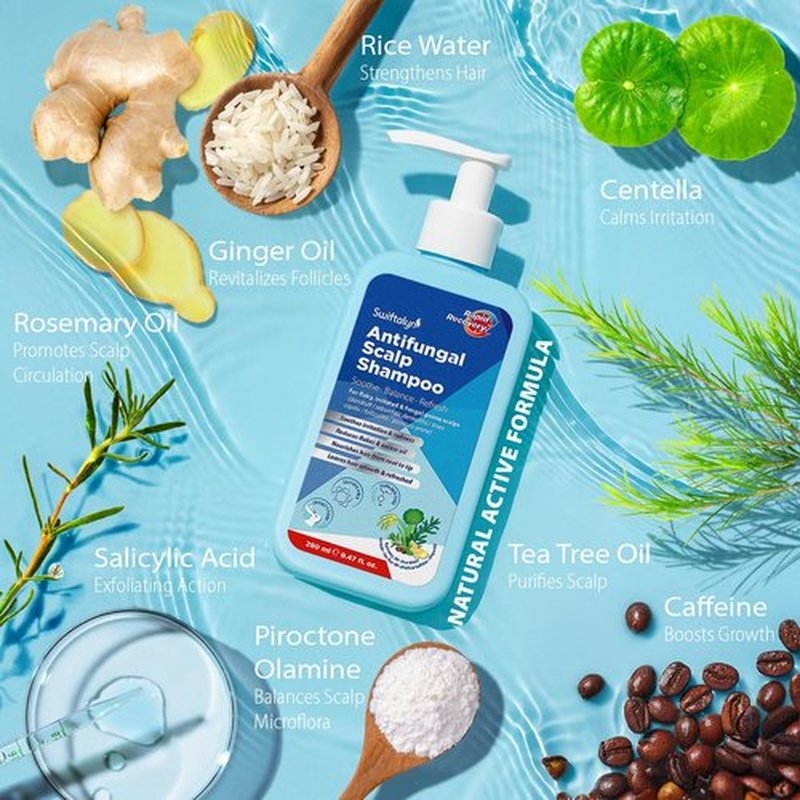 Swiftalyn Antifungal Shampoo for Seborrheic Dermatitis & Folliculitis: Psoriasis, Dandruff & Scalp Ance Shampoo for Men & Women – Soothes Itchy, Flaky Scalp – Sulfate-Free Formula