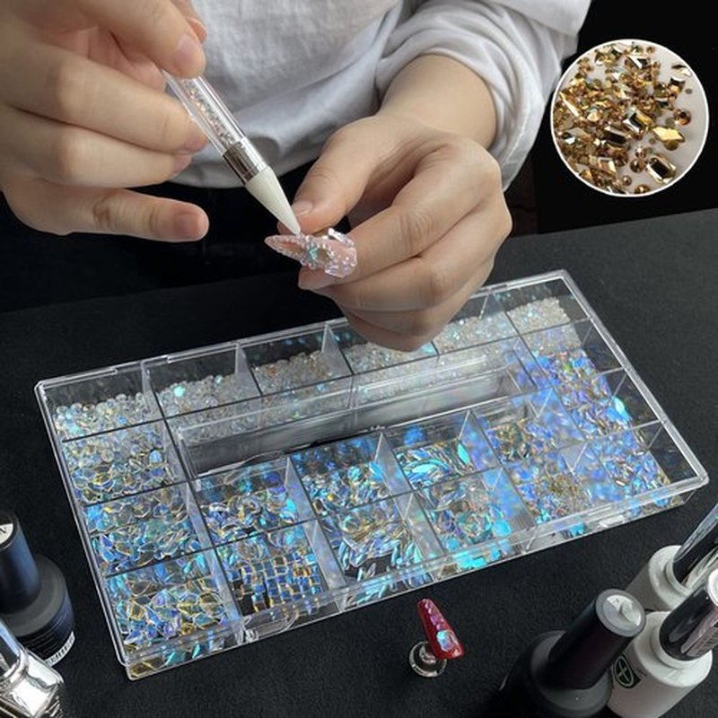 4180 Pcs Crystal Flatback Rhinestones Gems Nail Kit for Nail Art,Crafts,Clothes Shoes Decorations Jewelry (700 Diamonds + 3480 Flat Rhinestones, with Rhinestones Pen), Gold