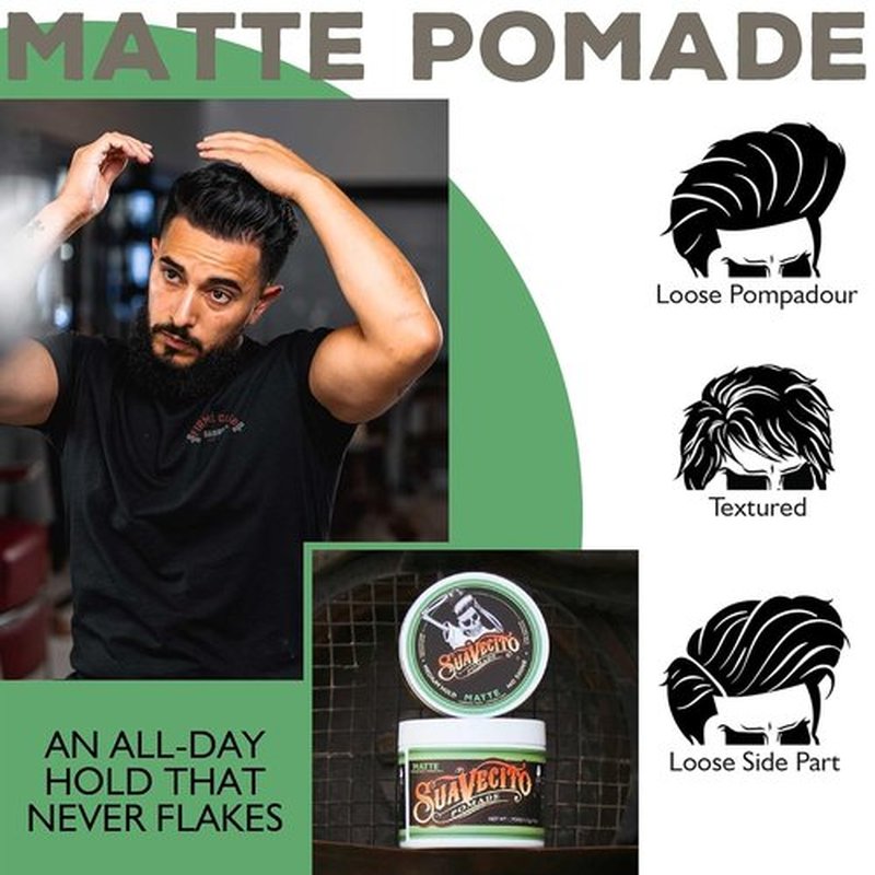 Suavecito Pomade - Matte Formula Hair Pomade for Men | Medium Hold, 4 oz - Natural Texture Finish