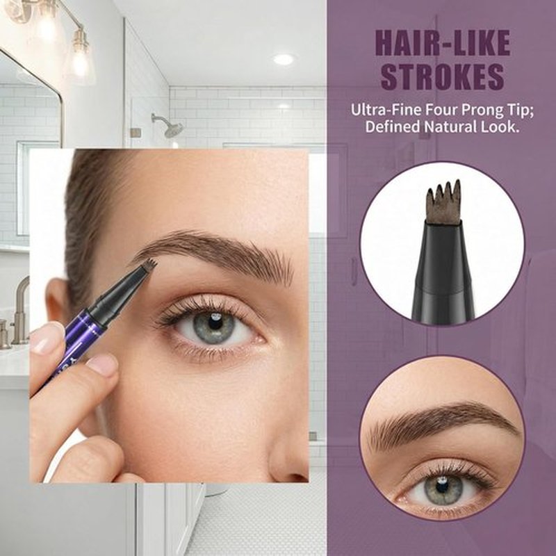 Skiennix 2-in-1 Eyebrow Pen - Waterproof Microblading Pencil with Tinting Gel | 5 Natural Shades, Dark Brown