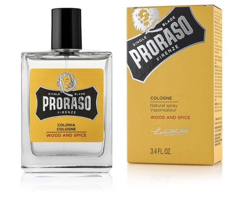 Proraso Wood and Spice Cologne - Masculine Woody Eau de Cologne with Cumin, Saffron & Cedarwood - 3.4oz