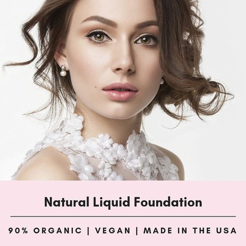 Mom's Secret 100% Natural Liquid Foundation, Organic, Vegan, Aloe Based, Natural Sun Protection, Gluten Free, Cruelty Free, Made in the USA, 1FL Oz. (Chestnut)