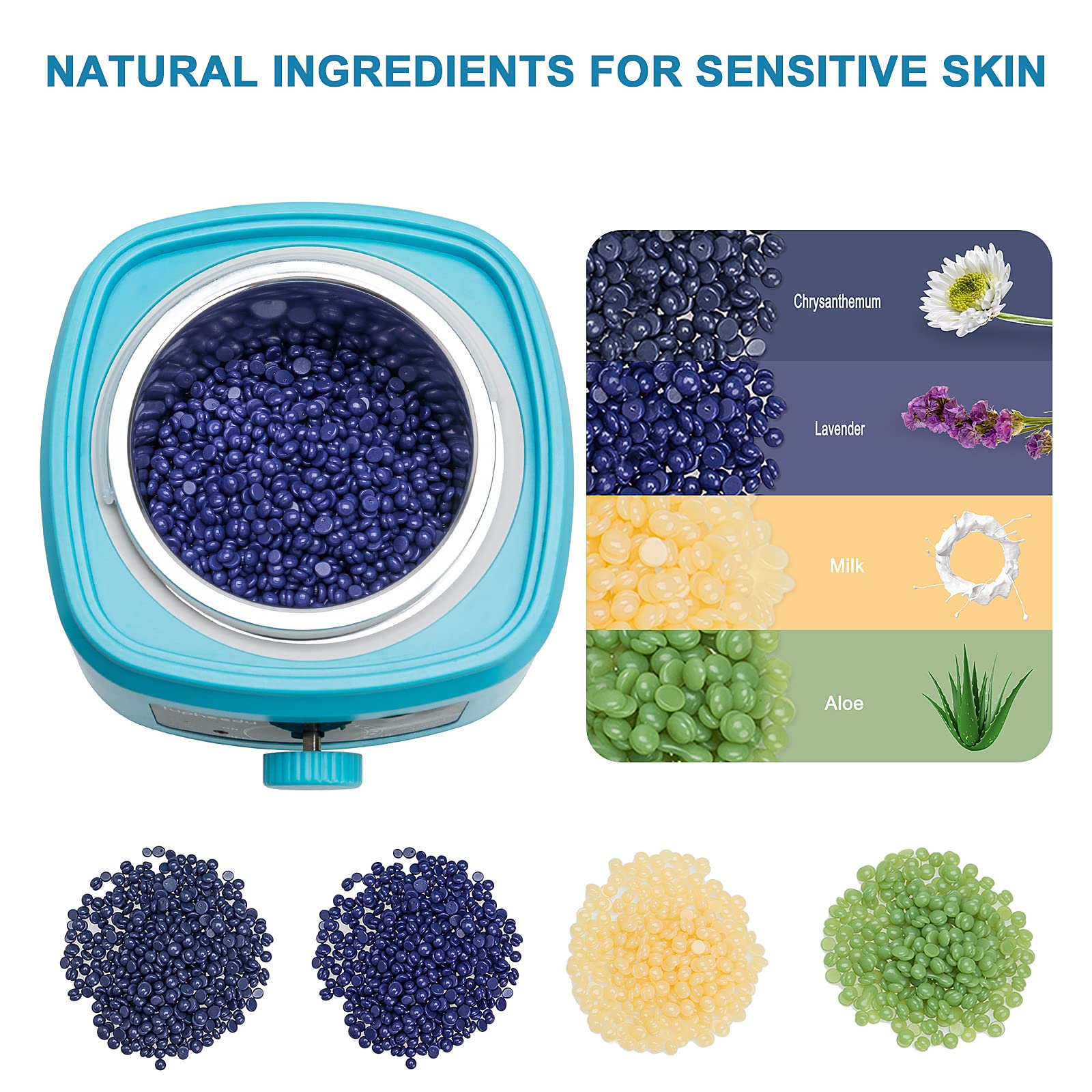 Tupheedu Wax Kit for Women and Men, Waxing Warmer for hair removal, Painless Stripless with 4 Bags Wax Beans for Coarse Hair Eyebrow Armpit Bikini Area