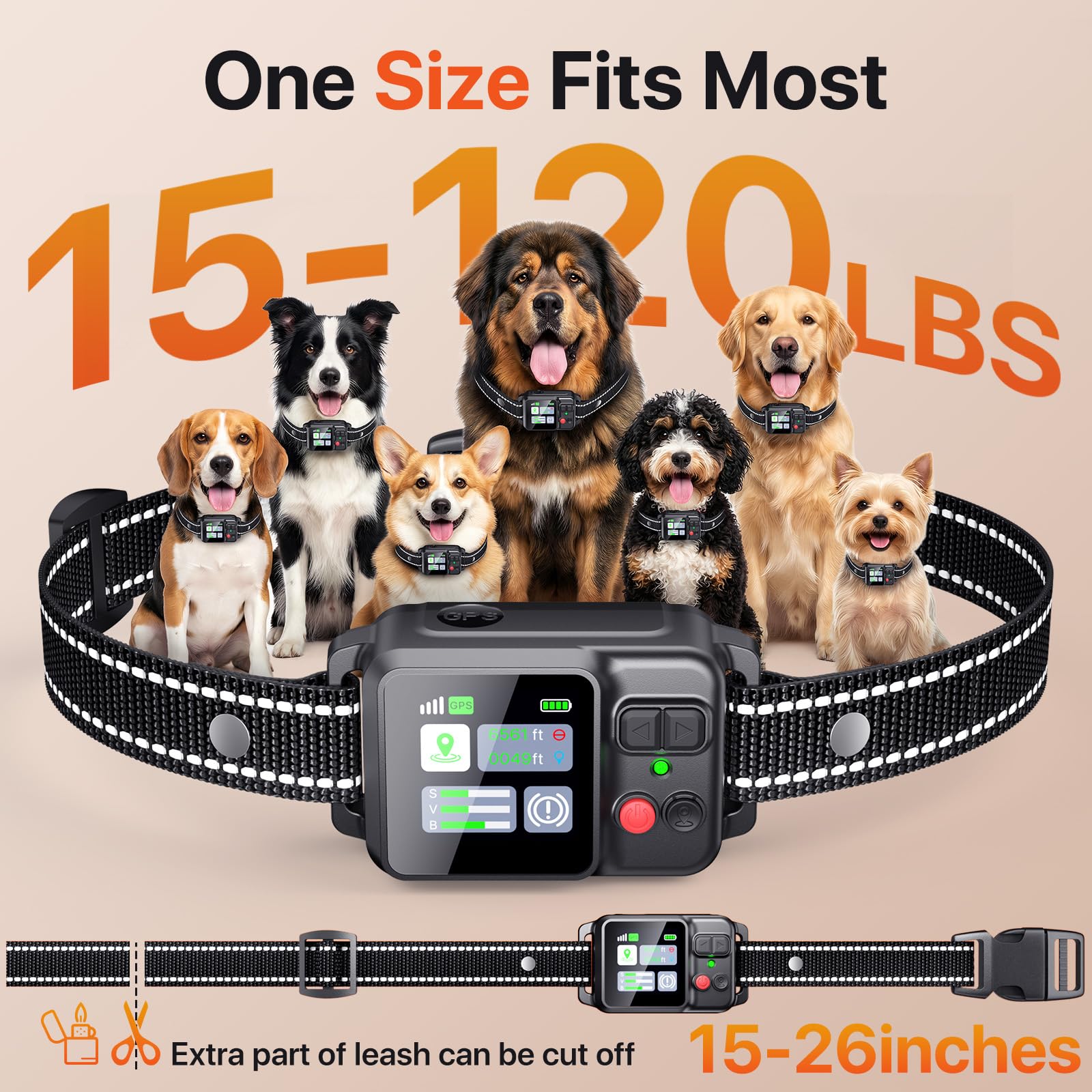 Wireless Dog Fence System, Dog Collar Electric Fence for Dogs- Fence for Dogs, GPS, Adjustable 49-6561ft Range, IPX7 Waterproof Rechargeable Collar, 3 Training Modes for Outdoor (All Black)