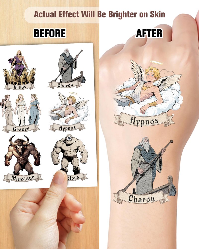 YanZonic 150Pcs Greek Mythology Temporary Tattoos - Greek Mythology Decor & Ancient Greece Decorations - Greek Mythology Party Decorations - Hypoallergenic Temporary Tattoos for Kids