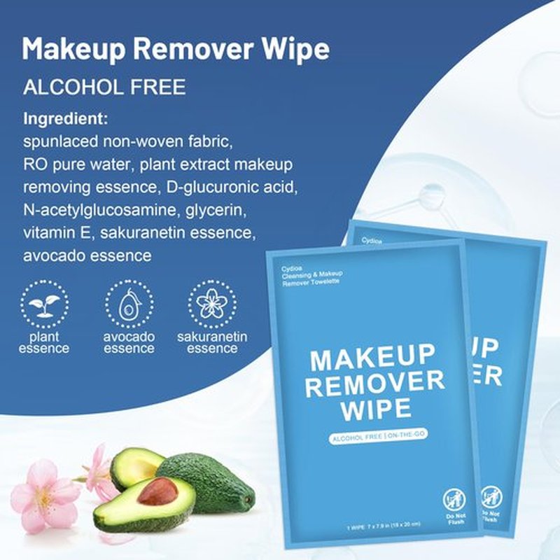100 Count Makeup Remover Wipes Individually Wrapped, Travel Individual Wet Wipes Bulk, Gentle Cleansing for Face Mascara Lipstick, Single Makeup Removing Wet Wipes
