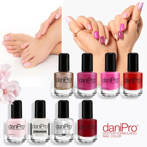daniPro Doctor Formulated Nail Polish Love is All pink Fingernail Polish & Toenail Polish, 0.5 oz with Undecylenic Acid, Biotin & Vitamins - Vegan Formula for Healthy Nails - Manufactured in the USA