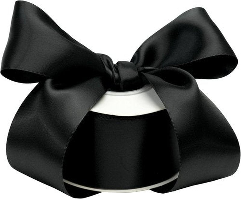 Black Ribbon 2 Inch Double Face Satin Ribbon - Thick Black Wedding & Craft Ribbon | 25 Yards