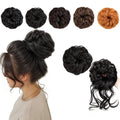 NEOWIG 2PCS Messy Bun Hair Piece Hair Bun Wavy Curly Synthetic Updo Fake Scrunchies Ponytail Extension for Women Black Brown