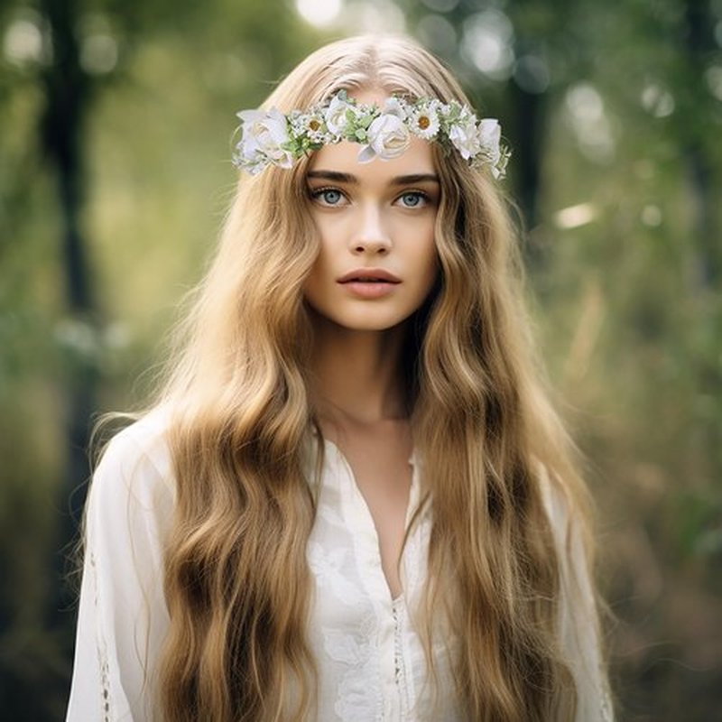 Brikuinr Women Flower Crown Wedding Floral Headband Flower Halo Floral Crown Bridal Party Cosplay Halloween Photos
