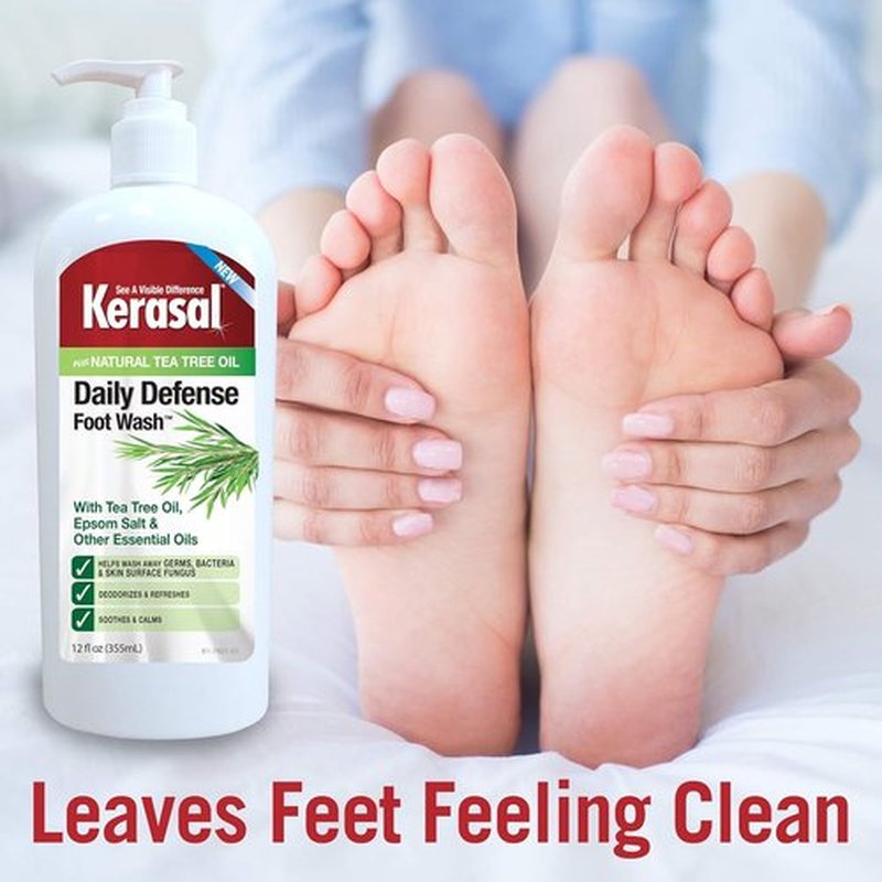 Kerasal Daily Defense Foot Wash - Refreshing Cleanser for Feet, 12 Ounce Bottle
